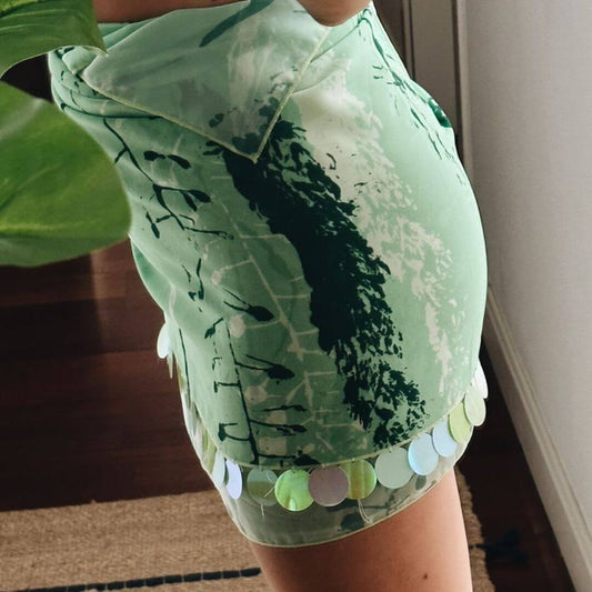 Pareo verde con lentejuelas